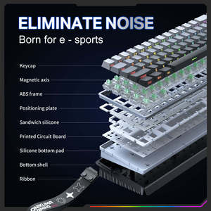 Clavier de jeu ONIKUMA G69 USB filaire à interrupteurs mécaniques magnétiques, rétroéclairage 7-RGB, 8K, 68 touches, hot-swappable, nouveau - Product Image 6