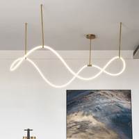 Lustres linéaires AB au design moderne et créatif, avec quincaillerie dorée, hauteur réglable, design ondulé artistique, suspension LED pour restaurant, économe en énergie