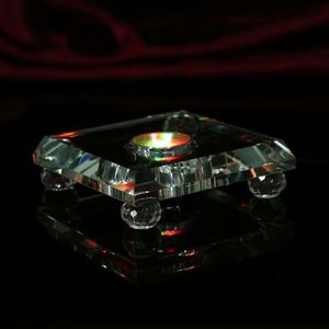 NEW Blank High Quality Crystal Lamp Base Wholesale K9 Blank <b>square</b> Crystal Glass Base with Single White <b>Led</b> <b>Light</b> and Beads - Product Image 3