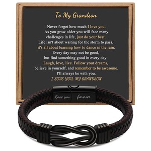 Custom Made Magnetic Clasp Stainless Steel <b>Leather</b> <b>Bracelet</b> With Engraving For Men Casual Jewelry 7.5 8.5 9 Inches - Product Image 1