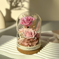 Vente chaude Mini Petites Fleurs Préservées Éternelle Pour Toujours Rose Couverture Décorative Roses Préservées Dans Un Dôme De Verre