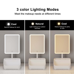 Nhà máy cung cấp Loại C có thể sạc lại bán buôn bàn bảng trang điểm vuông LED lưu trữ di động Vanity gương mỹ phẩm với ánh sáng - Product Image 2