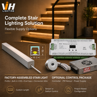 Profilé en aluminium 10x10mm, lumière d'escalier LED COB, IP67, télécommande, CRI90, longueur personnalisée pour l'éclairage d'escalier intérieur de villa, hôtel
