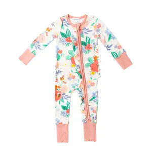 2024 New Design Bamboo Viscose Soft Baby Jumpsuit Pajamas Newborn Sleeper Onesie Boy Girl Clothes Printed Custom Baby Rompers