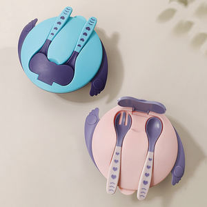 Vajilla portátil para acampar al aire libre para bebés, 4 Uds., placa de succión antideslizante para bebés, cuenco de alimentación de silicona para bebés - Product Image 5