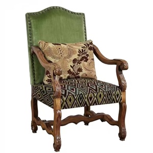 Juego de Muebles Vintage de Terciopelo 3+2+1, Diseño Camelback con Adornos de Tachuelas, Cojines con Tapicería Geométrica, Patas de Madera H2-141-3 H2-141-3 - Product Image 3