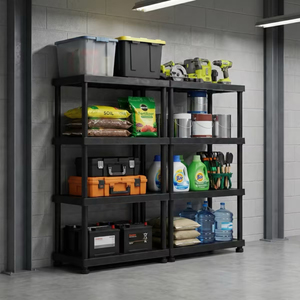 Étagère de rangement en plastique empilable traditionnelle à 3 niveaux avec une construction robuste et durable, facile à installer pour la maison, la cuisine, l'entrepôt - Product Image 4
