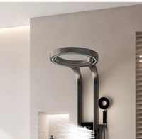 Ensemble de robinetterie de douche murale en laiton avec contrôle thermostatique, poignée unique, jet de pluie, cartouche céramique, finition nickel