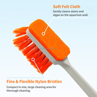 Nettoyeur de bac à poissons 3 en 1, 30 cm, 43 cm, grattoir à algues, brosse de nettoyage d'aquarium avec long manche