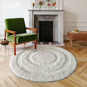 <span class=keywords><strong>Tapis</strong></span> rond en peluche fait main Coze, moderne, minimaliste, de couleur crème, haut de gamme, pour chambre à coucher, <span class=keywords><strong>tapis</strong></span> moelleux en soie de lait pour salon - Product Image 4