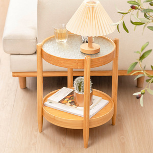 Zhui Zhu <b>Round</b> Glass Top <b>Side</b> <b>Table</b> With Storage Shelf For Living Room Or Balcony Coffee <b>Table</b> - Product Image 1