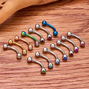 Anneaux de Sourcils en Titane ASTM F136 à Filetage Externe, Labrets, Piercings pour Cartilage d'Oreille, Hélix, <span class=keywords><strong>Prince</strong></span> <span class=keywords><strong>Albert</strong></span>, Piercings à Gemmes Colorées, Bijoux de Corps - Product Image 3