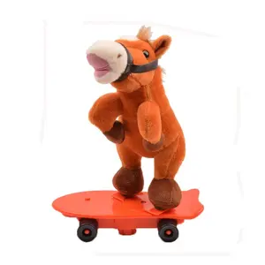 Mainan boneka warna cerah, mainan kustom mewah untuk skateboard kuda musik menyanyi hadiah ulang tahun anak