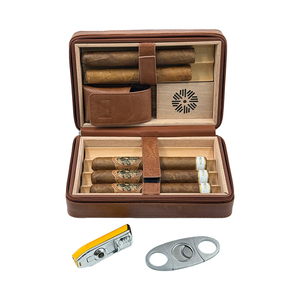 Humidor portátil de madera de cedro y cuero de lujo, caja de viaje para cigarros de <span class=keywords><strong>hombre</strong></span>, gran idea de regalo - Product Image 5