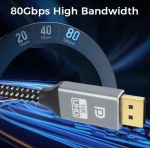 VESA Chứng Nhận 80Gbps Dp Cáp 2.1 Cáp Hỗ Trợ 16k60hz HDR HDCP Video Cáp Tương Thích Vớ<span class=keywords><strong>i</strong></span> Chơ<span class=keywords><strong>i</strong></span> Game Màn Hình TV - Product Image 2