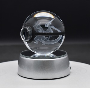 Vente directe en dropshipping, boule de cristal de 5 cm, <span class=keywords><strong>image</strong></span> de dessin animé en 3D, figurine Poke Ball, boule de cristal LED, jouets cadeaux - Product Image 3
