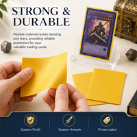 Pochettes pour cartes personnalisées jaunes givrées, transparentes, texture sable fin, robustes, durables, imperméables, impression personnalisée, emballage