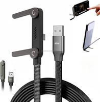 Cable de Carga Rápida Tipo C de 65W con Soporte para Teléfono, Material de Nailon, Compatible con Computadora Portátil