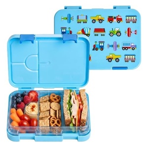 Boîte à bento portable, réutilisable, empilable, mignonne, avec couvercle en plastique, 3 compartiments, étanche, passe au lave-vaisselle, pour adultes et enfants - Product Image 1