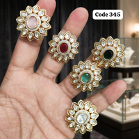 Cincin Wanita Mewah Antik Berlapis Tembaga Kuningan yang Dapat Disesuaikan dengan Motif Bunga Kundan |   Cincin Koktail Etnis CZ Statement |   Pernikahan Pengantin