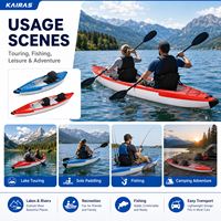 Ensemble de kayak gonflable KAIRAS pour 1 ou 2 personnes, kayak de pêche et de tourisme avec pagaie, pompe, siège et sac de transport pour lac, rivière et sports nautiques