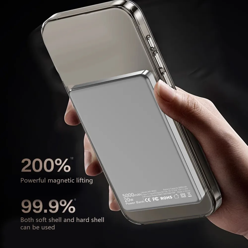 10000mAh Portable Ultra Slim Type C Magnetic Power Bank with LED Display 20W Fast charge Aluminum alloy Power Banks for Phone