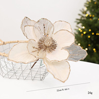 Fleurs artificielles en tissu pailleté, décorations et accessoires de Noël, fleurs décoratives de Noël