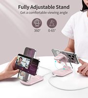Station de charge sans fil pliable 3 en 1, chargeur magnétique pour téléphone, montre, écouteurs, station de voyage transparente avec adaptateur