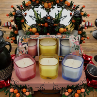 Meilleures ventes de décorations de Noël de luxe Bougie parfumée avec logo personnalisé Bougies en verre avec mèche en coton