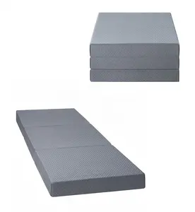Futón de cama plegable de espuma cómoda, colchón plegable triple de espuma de memoria de Gel portátil para viajes y Camping con funda extraíble - Product Image 1