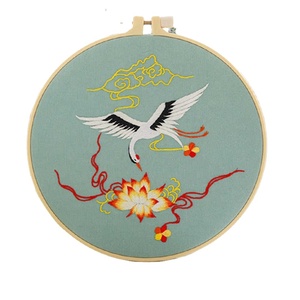 Chinese Flower Broderie Embroidery Kit Cross Stitch Set with Hoop Pattern Printed Needlework Sewing Art Handicraft Decor
