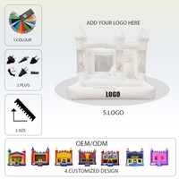 Château gonflable blanc avec fosse à balles, château gonflable pour mariage, château gonflable commercial extérieur, château gonflable pour enfants
