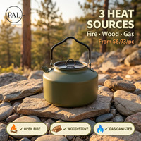 Bouilloire à eau pour le camping en plein air, en acier inoxydable 304, moderne, écologique, légère, durable, 1,2 litres, couleur vert militaire
