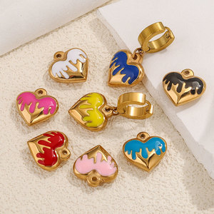 Venta al por mayor de dijes de esmalte con diseño de corazón de lava goteante |   Acero Inoxidable Chapado en Oro PVD |   Accesorios para Joyería DIY - Product Image 4