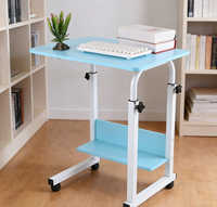 Petit bureau d'étude réglable en hauteur avec cadre en métal et surface en bois, design durable, petit bureau de bureau