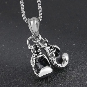 Waterproof Fitness Jewelry New Vintage Style Fashion Jewelry Stainless Steel Unique Design Boxing Pendant Necklace for Men - Product Image 2