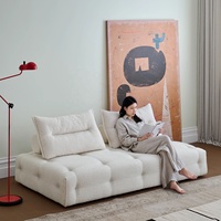 Zayshine Canapé de Salon Moderne Nordique 3 Places en Tissu Velours Blanc Crème, Ensemble Modulable à Combinaison Libre pour Villa, Designer