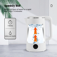 Bouilloire électrique à double paroi de 1,8 L, design minimaliste blanc, chauffe l'eau rapidement, pour la maison, la cuisine, l'hôtel