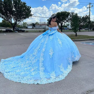 Off the Shoulder Glittering Quinceanera <strong>Dresses</strong> Luxury Birthday Party Vestidos De 15 Anos Corset Shiny Baby Pink <strong>Prom</strong> Gown MQ451 - Product Image 5
