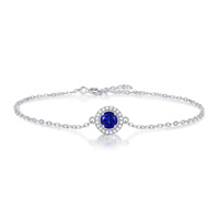 Bijoux fins, bracelet en argent sterling 925 avec moissanite bleue, bracelet à chaîne fine simple et élégant pour femmes