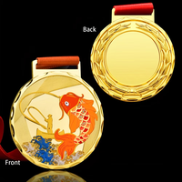 Trophées, médailles et plaques vierges avec logo, médailles en métal plaqué or, argent, bronze avec ruban en nylon coloré, médailles de finisseur personnalisées
