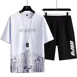 Completo Sportivo Estivo da Uomo 2 Pezzi, T-Shirt e <span class=keywords><strong>Pantaloncini</strong></span> Casual Sottili Stampati, Abbigliamento Sportivo da Uomo - Product Image 2