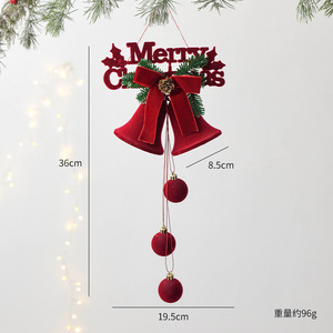 Wholesale Flocked <b>Christmas</b> <b>Decoration</b> Set Wine Red Velvet Hanging Bells for Commercial Xmas Tree Display Party <b>Supplies</b> - Product Image 5