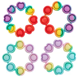 ADHD Mainan Pop Sensorik Warna Pelangi Baru Gelang Fidget Anti Kecemasan Sensor Portabel untuk Anak-anak Autisme