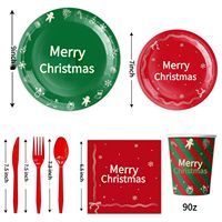Ensemble de vaisselle de Noël en plastique avec assiettes, tasses, serviettes et couverts