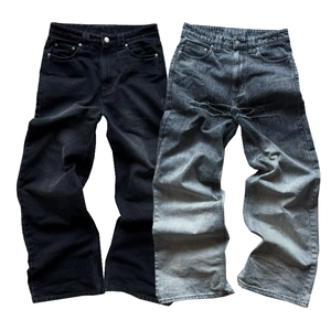 بيع بالجملة حجر مغسول Lvory جينز رجالي فضفاض شعار مخصص للرجال تلاشى غسلها السراويل عالية الخصر عارضة مخزون الجينز للرجال - Product Image 1