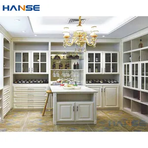 Custom solid wooden storage showcase cabinets set design modern luxury living room wine corner bar display cabinet furniture
