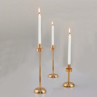 Goldene Metall-Kerzenständer mit Langem Stiel, 3er-Set, Elegante Moderne Tischdekoration für Hochzeiten, Partys, Zuhause und Gastronomie