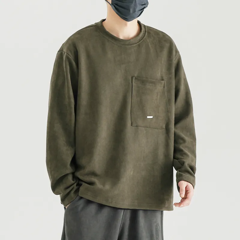 Sweat-shirt vintage en daim pour homme, vêtement personnalisé, surdimensionné, col ras du cou