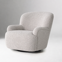 Modern 360 °   Fauteuil pivotant d'appoint en tissu polaire Teddy avec base en métal pour salon et hôtel